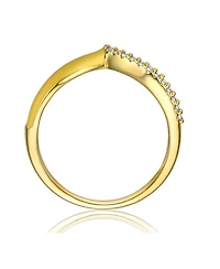 Ra Young Adults/Teens 14k Yellow Gold Plated Enamel 'V' shaped stackable ring