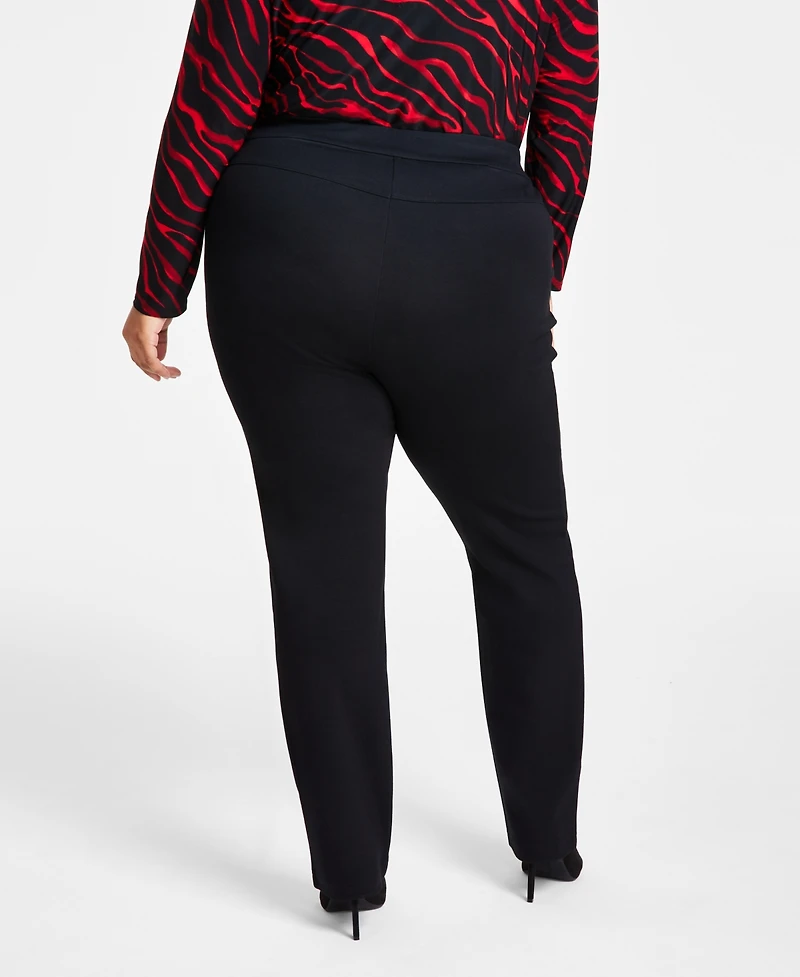 I.n.c. International Concepts Plus Size High Rise Pull-On Straight-Leg Pants, Created for Macy's