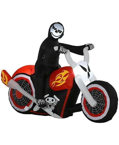 Homcom Inflatable Halloween Ghost Biker Yard Decoration Waterproof Led Light Up