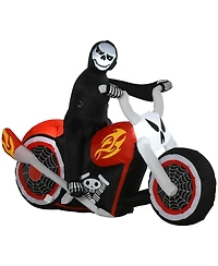 Homcom Inflatable Halloween Ghost Biker Yard Decoration Waterproof Led Light Up