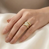Ra 14K Gold Plated Round Cubic Zirconia Modern Bypass Ring