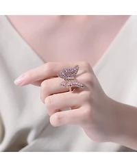 Ra 18K Rose Gold Plated Pink Cubic Zirconia Butterfly Ring