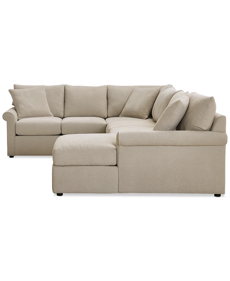 Closeout! Wrenley 138" 3-Pc. Fabric Sectional Chaise Sofa, Created for Macy's