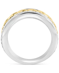 Effy Men's White Sapphire Chain Link Ring (1/2 ct. t.w.) in Sterling Silver and 14k Gold-Plate