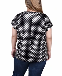 Ny Collection Plus Size Extended Sleeve Top with Grommets