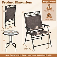 3 Pcs Bistro Conversation Patio Pub Dining Set