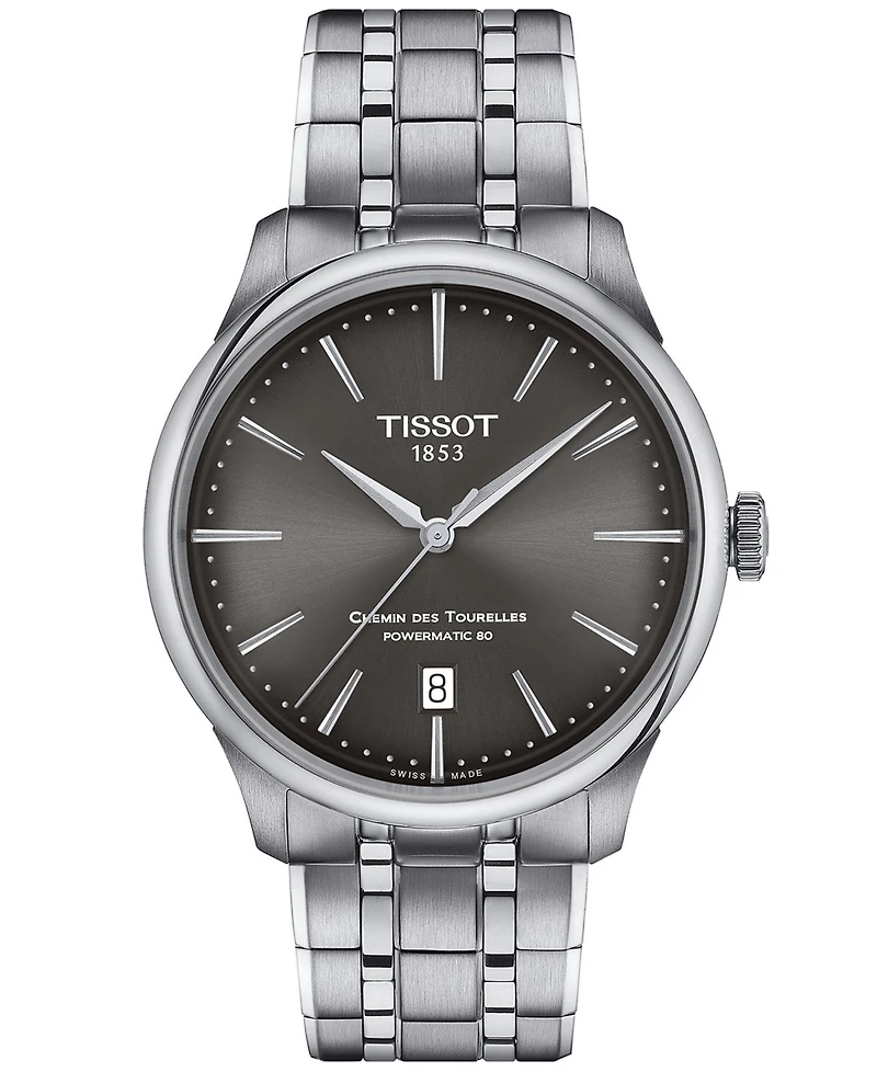 Tissot Unisex Swiss Automatic Chemin des Tourelles Powermatic 80 Stainless Steel Bracelet Watch 39mm