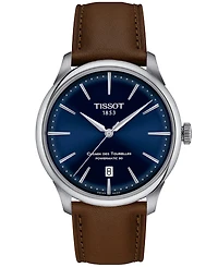 Tissot Unisex Swiss Automatic Chemin des Tourelles Powermatic 80 Brown Leather Strap Watch 39mm