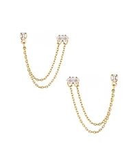 Ettika 18K Gold Plated Brass Double Pierced Earrings