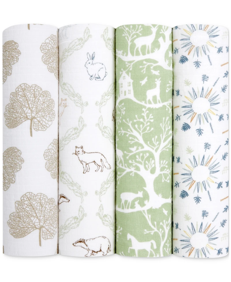 Baby Boys or Baby Girls Muslin Swaddles, Pack of 4