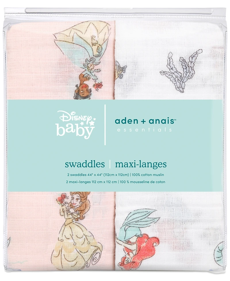 aden by aden + anais Baby Girls Mermaid Muslin Swaddles, Pack of 2