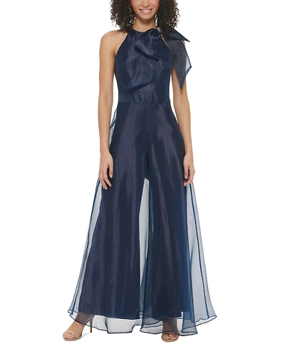 Eliza J Women's Bow Halter-neck Sleeveless Wide-leg Jumpsuit