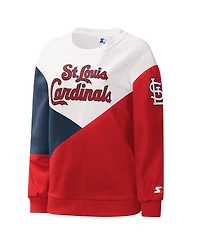 Women's Starter White, Red St. Louis Cardinals Shutout Pullover Sweatshirt