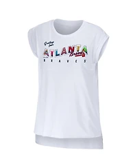 Women's Wear by Erin Andrews White Atlanta Braves Greetings From T-shirt