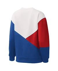 Women's Starter White, Royal Chicago Cubs Shutout Pullover Sweatshirt