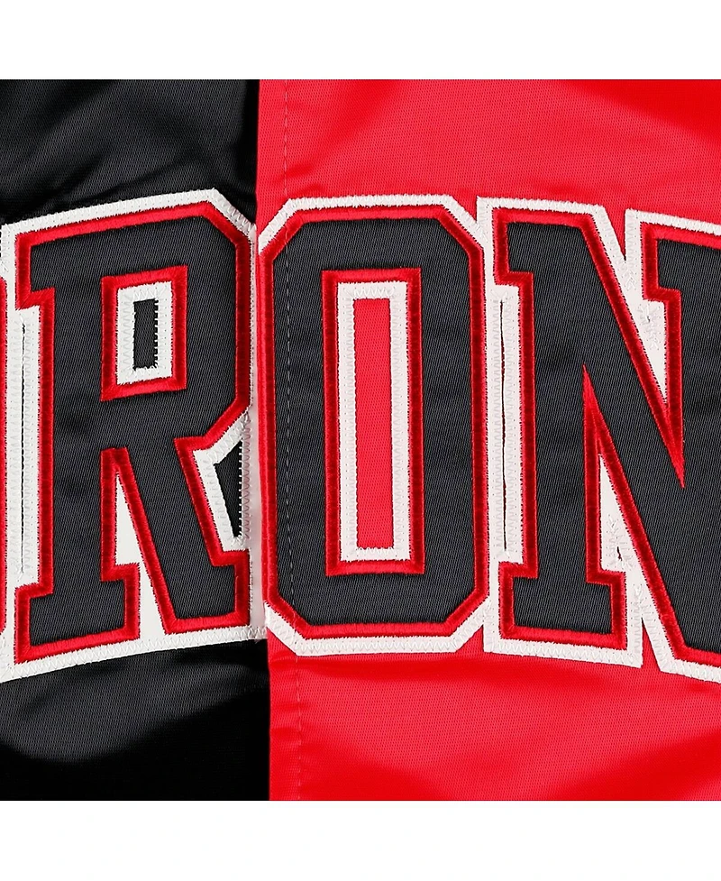 Men's Starter Black, Red Toronto Raptors Fast Break Satin Full-Snap Jacket