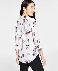 Bcx Juniors' Floral-Print Collared Shirt