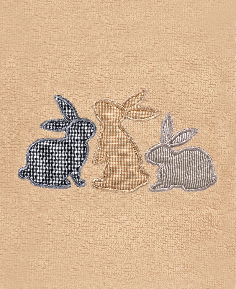 Linum Home Bunny Row Embroidered Luxury 100% Turkish Cotton Hand Towel Set, 30" x 16"
