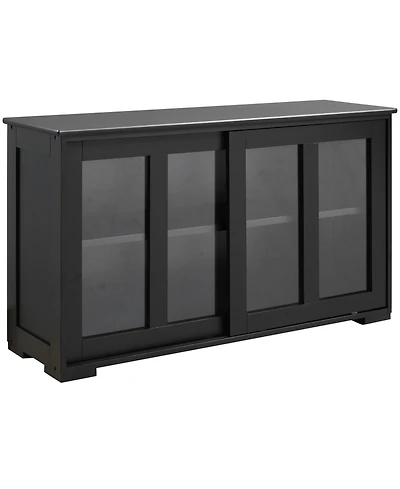 Homcom Kitchen Storage Cabinet with Shelf and Sliding Glass Door,