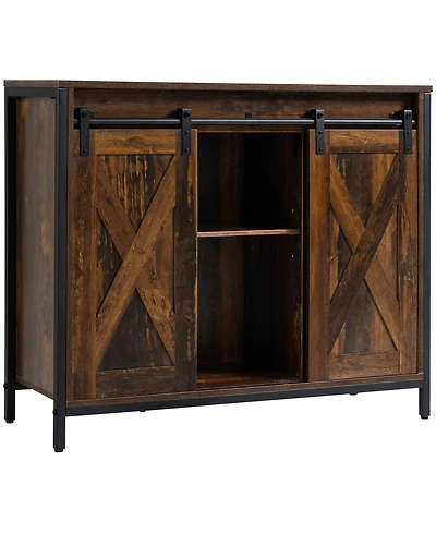 Homcom Industrial Sideboard Cabinet with Sliding Barn Doors,