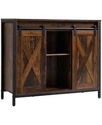 Homcom Industrial Sideboard Cabinet with Sliding Barn Doors,