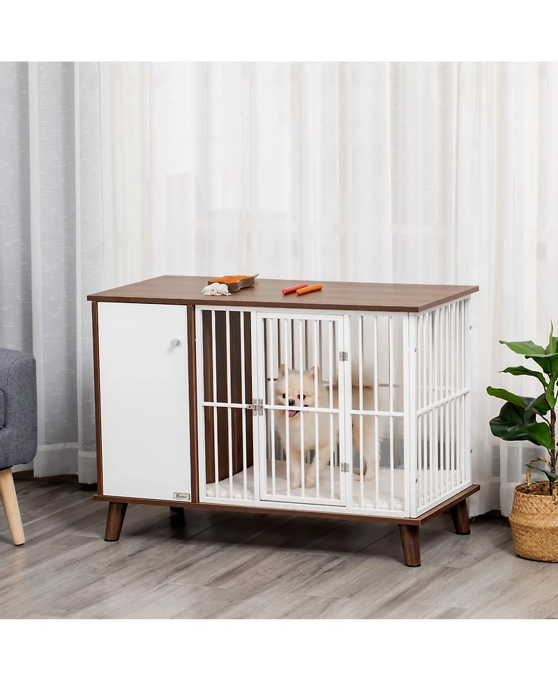 PawHut Furniture Style Dog Crate, w/ Wooden Top, Door, for Small Dogs