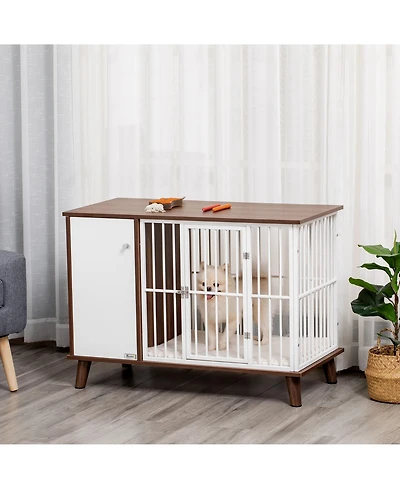 PawHut Furniture Style Dog Crate, w/ Wooden Top, Door, for Small Dogs