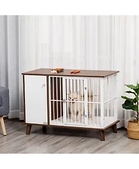 PawHut Furniture Style Dog Crate, w/ Wooden Top, Door, for Small Dogs