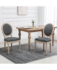 Homcom 2pc French-Style Linen Backrest Upholste Dining Accent Chairs,