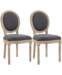 Homcom 2pc French-Style Linen Backrest Upholste Dining Accent Chairs,