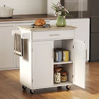 Homcom Kitchen Large Storage Island on 360° Swivel Wheels Cart w/ Drawer