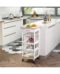 HomCom Mobile Rolling Kitchen Island Trolley Serving Cart w/ Under Drawer,