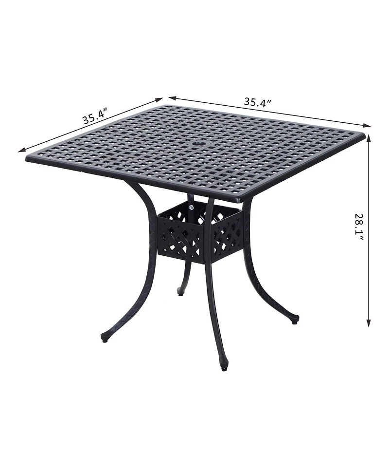 Outsunny 36" x 36" Square Patio Table with Umbrella Hole,