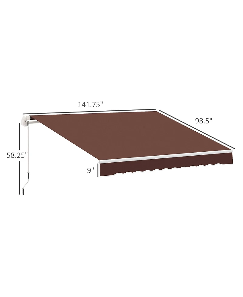 Outsunny 12' x 8' Retractable Patio Awning Canopy w/ Crank Handle,