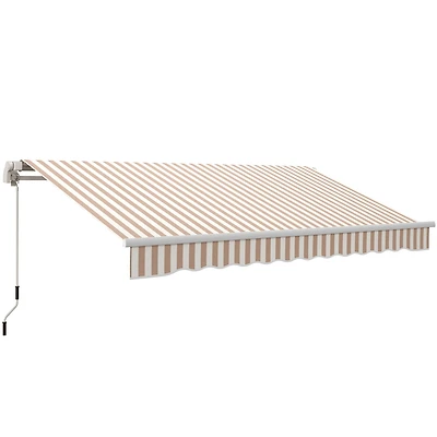 Outsunny 12' x 10' Outdoor Patio Manual Retractable Exterior Window Awning
