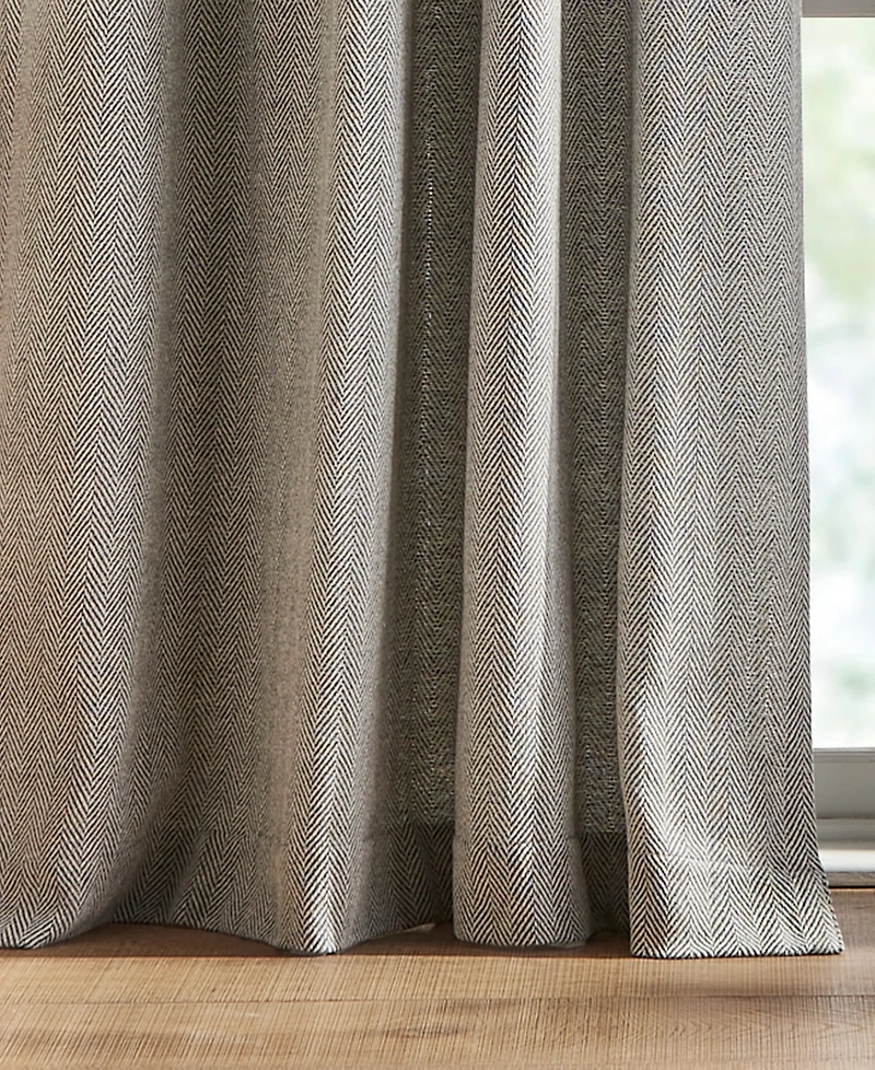Tommy Hilfiger Herringbone Back Tab Dusty 2-Piece Curtain Panel