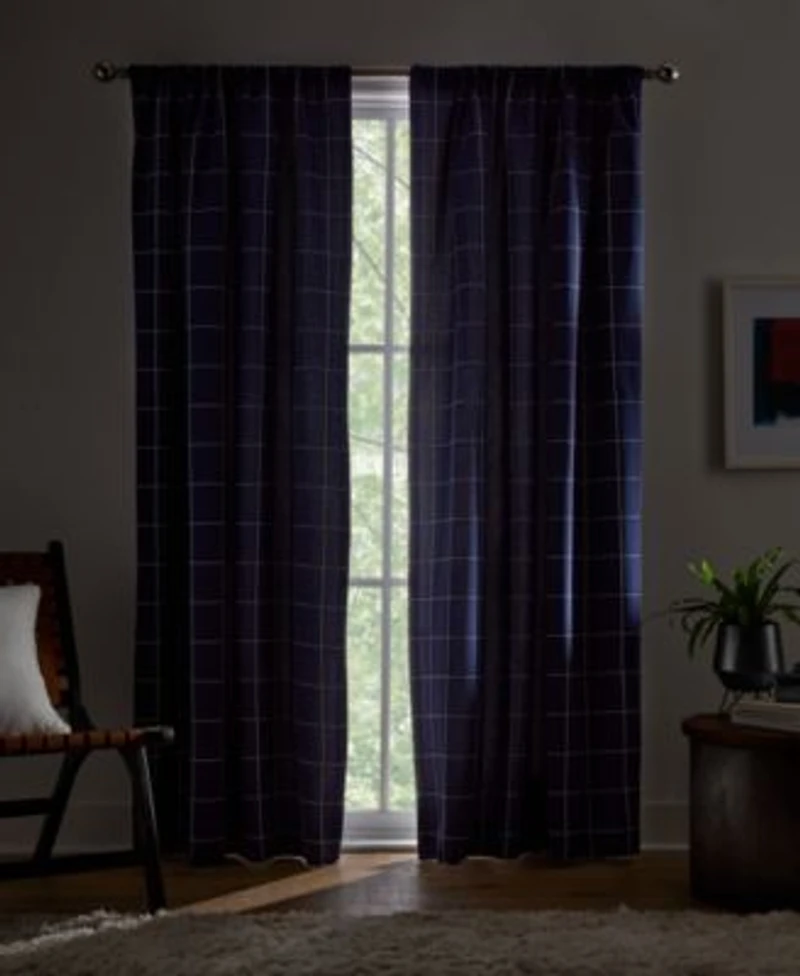 Tommy Hilfiger Big Check Pole Top Blackout 2 Piece Curtain Panel Collection