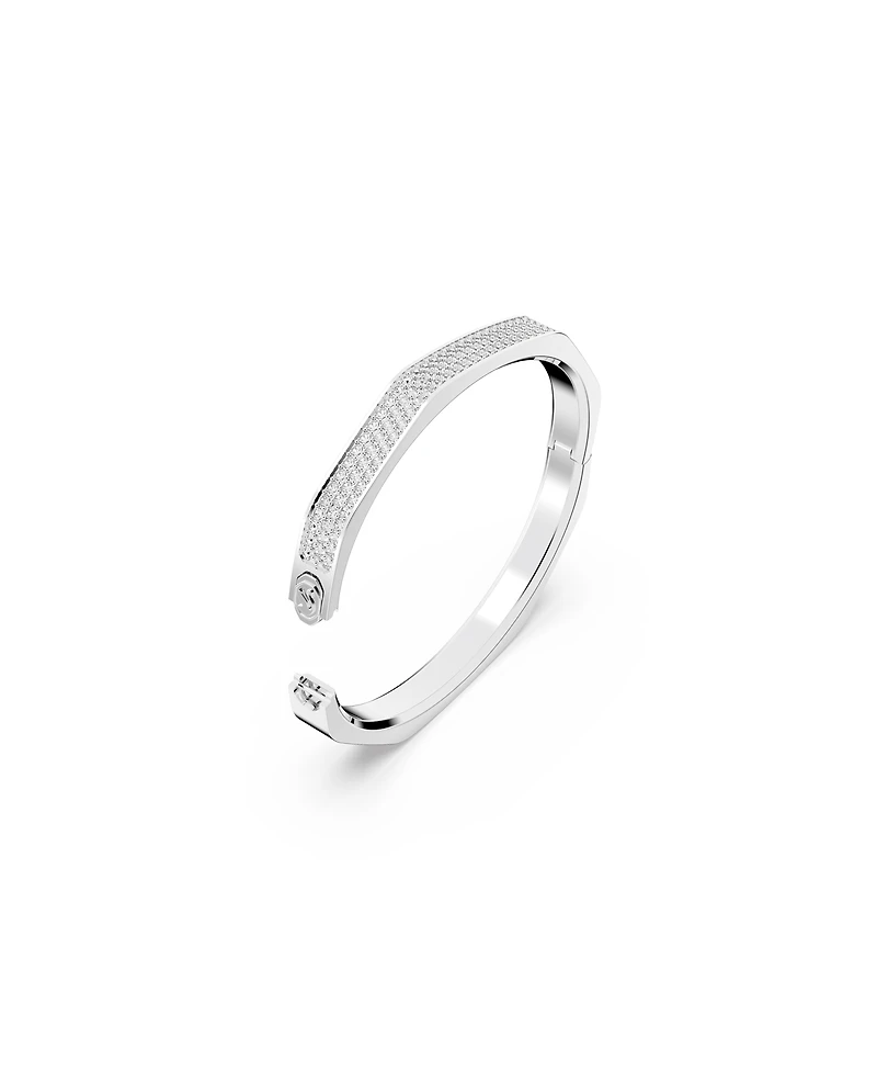 Swarovski Crystal Dextera Bangle Octagon Shape Pave Medium White Rhodium Plated