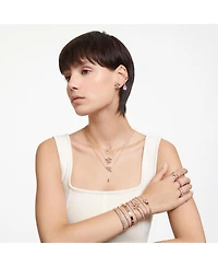 Swarovski Crystal Dextera Bangle Octagon Shape Pave Medium White Rose Gold-Tone Plated