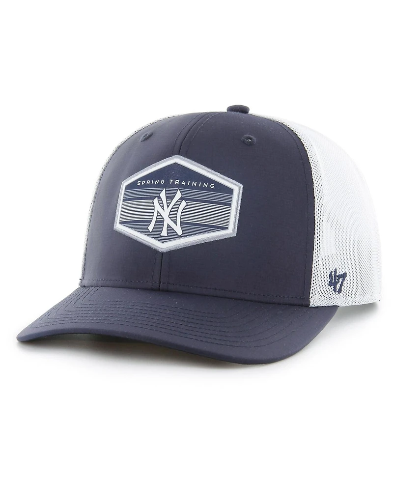 Men's '47 Brand Navy, White New York Yankees Spring Training Burgess Trucker Snapback Hat
