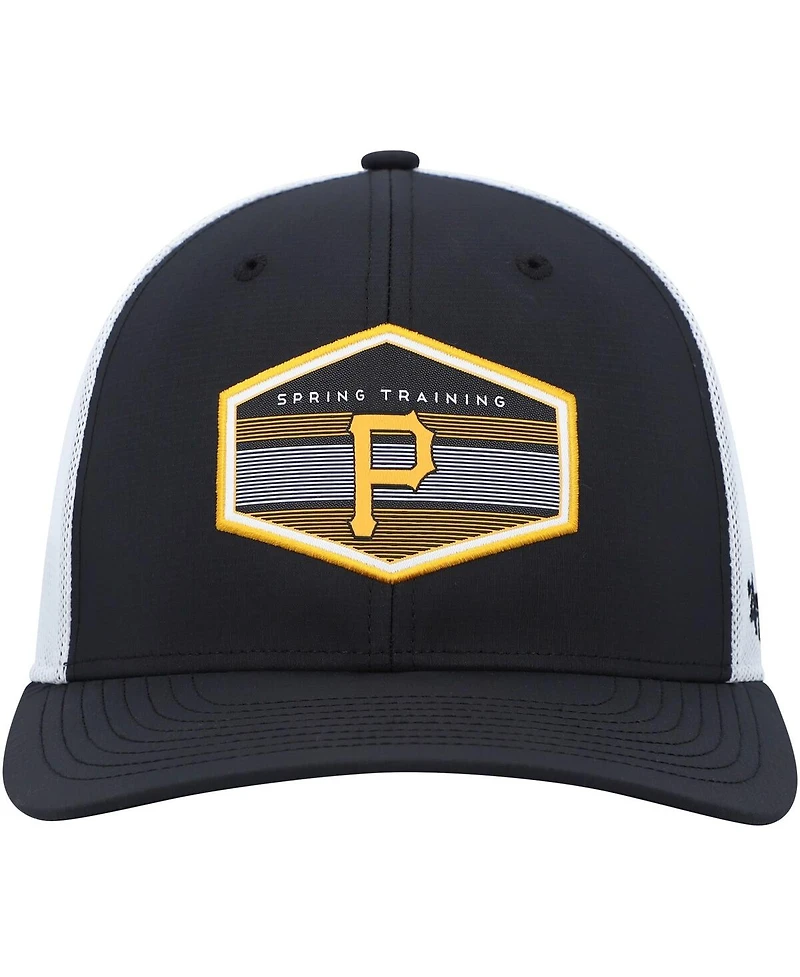 Men's '47 Brand Black, White Pittsburgh Pirates Spring Training Burgess Trucker Snapback Hat