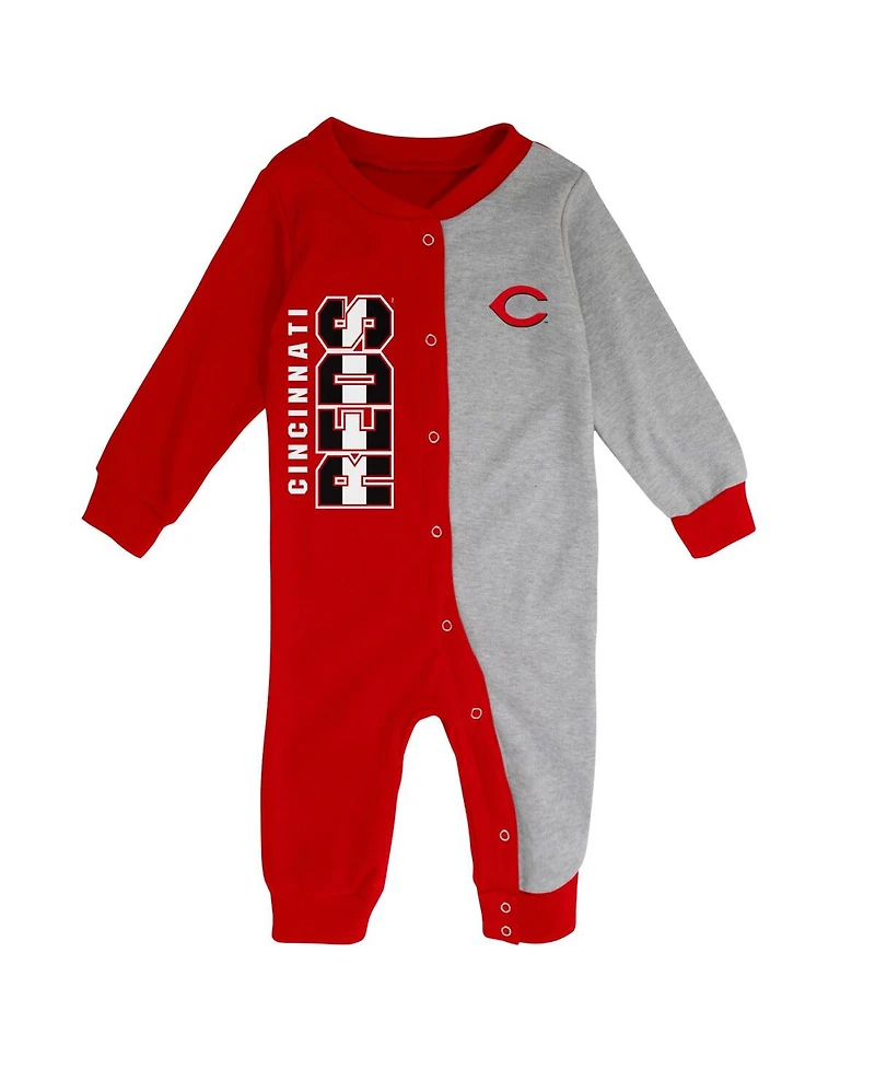 Infant Boys and Girls Red and Heather Gray Cincinnati Reds Halftime Sleeper