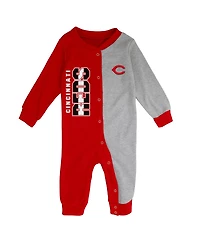 Infant Boys and Girls Red and Heather Gray Cincinnati Reds Halftime Sleeper