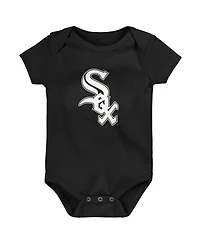 Infant Boys and Girls Black White Heather Gray Chicago Sox Biggest Little Fan 3-Pack Bodysuit Set