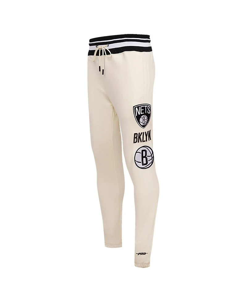 Men's Pro Standard Cream Brooklyn Nets Retro Classic Fleece Sweatpants