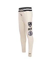 Men's Pro Standard Cream Brooklyn Nets Retro Classic Fleece Sweatpants