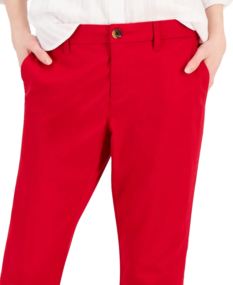 Tommy Hilfiger Women's Th Flex Hampton Cuffed Chino Straight-Leg Pants, Created for Macy's