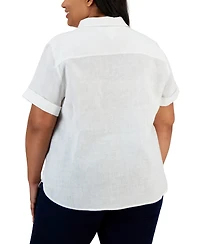 Tommy Hilfiger Plus Size 100% Linen Camp Shirt