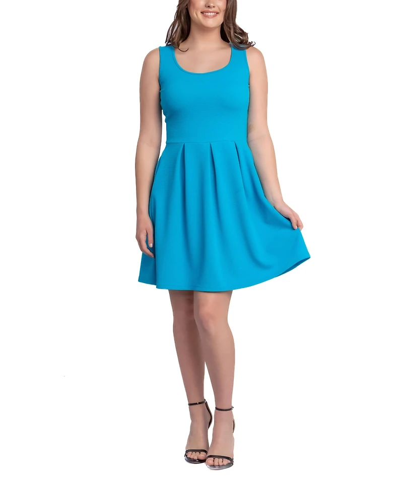 24seven Comfort Apparel Women's Sleeveless Knee Pleated Pocket Dress