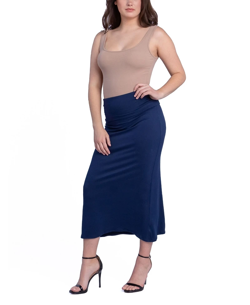 24Seven Comfort Apparel Women's Foldable Waistband Relaxing to Wear Skirt